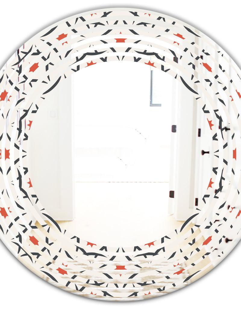DesignQ Abstract Retro Design V - Modern Round Or Oval Wall Mirror - Wave
