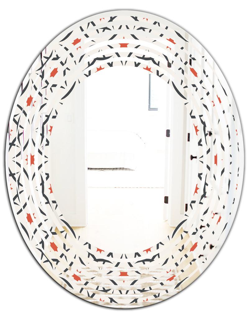 DesignQ Abstract Retro Design V - Modern Round Or Oval Wall Mirror - Wave