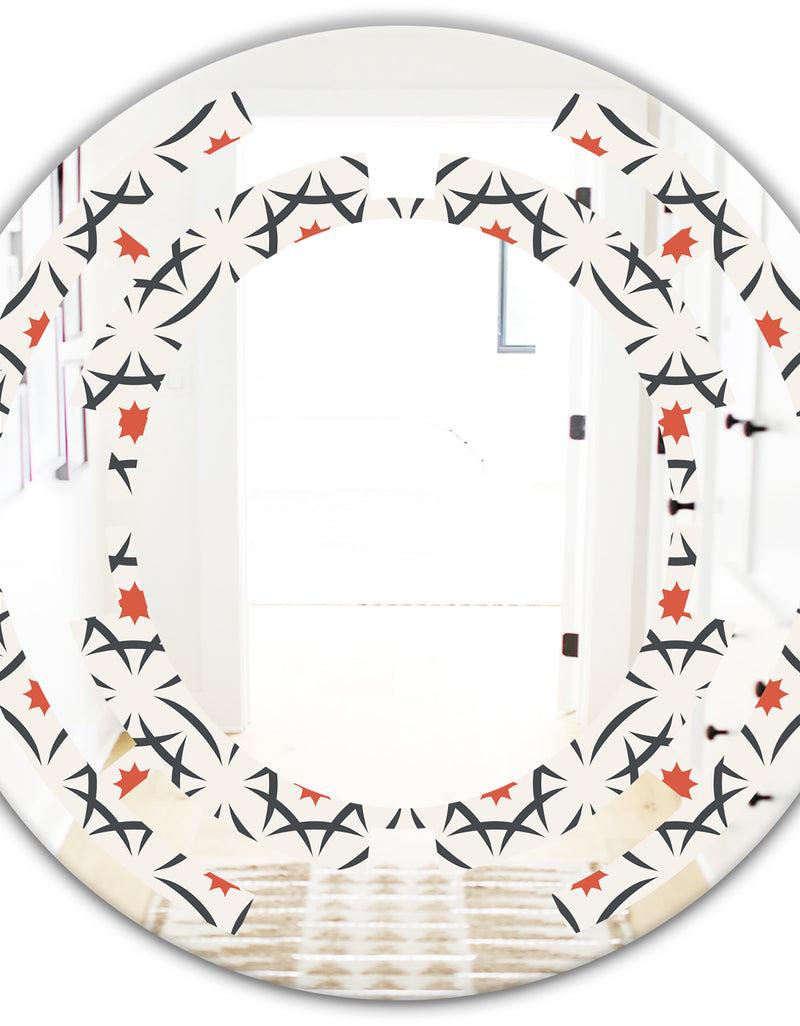 DesignQ Abstract Retro Design V - Modern Round Or Oval Wall Mirror - Space