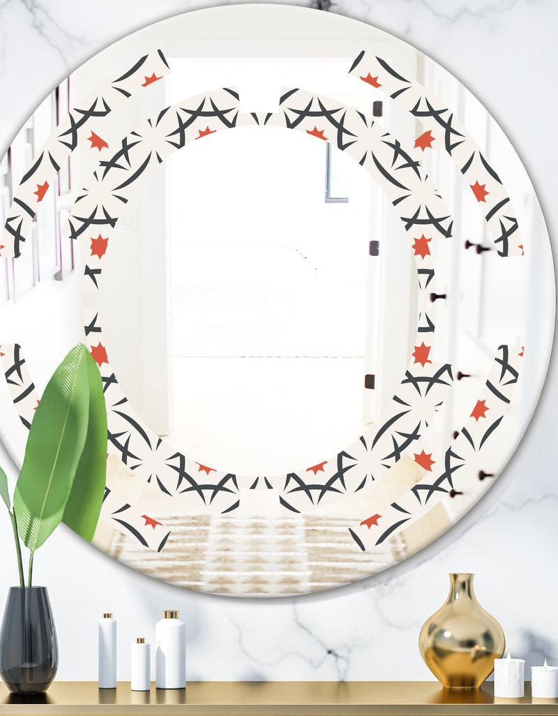 DesignQ Abstract Retro Design V - Modern Round or Oval Wall Mirror - Space