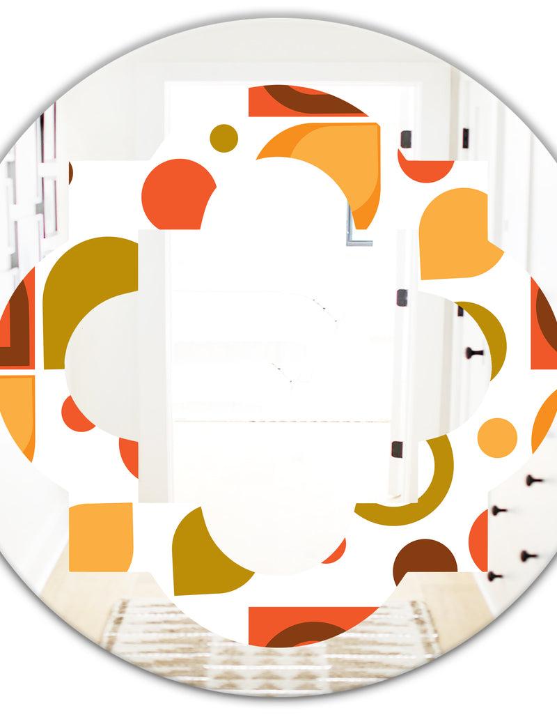 DesignQ Abstract Retro Geometric I - Modern Round Or Oval Wall Mirror - Quatrefoil