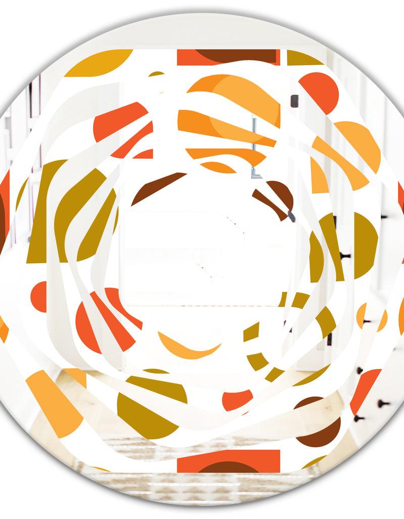 DesignQ Abstract Retro Geometric I - Modern Round Or Oval Wall Mirror - Whirl