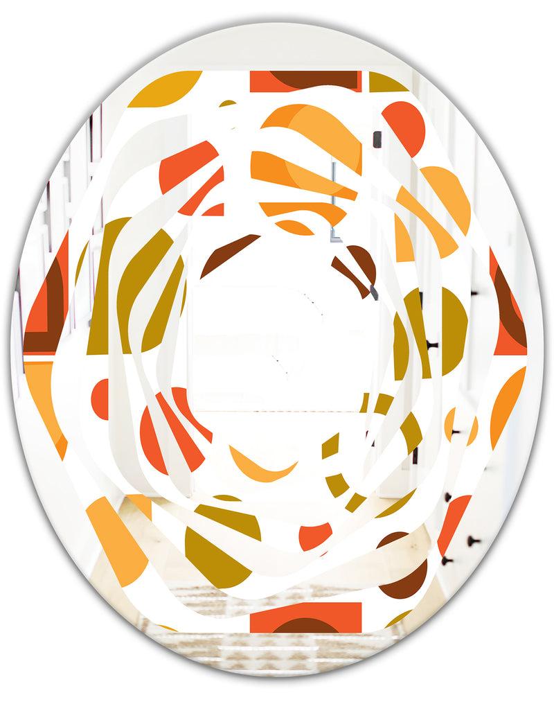 DesignQ Abstract Retro Geometric I - Modern Round Or Oval Wall Mirror - Whirl
