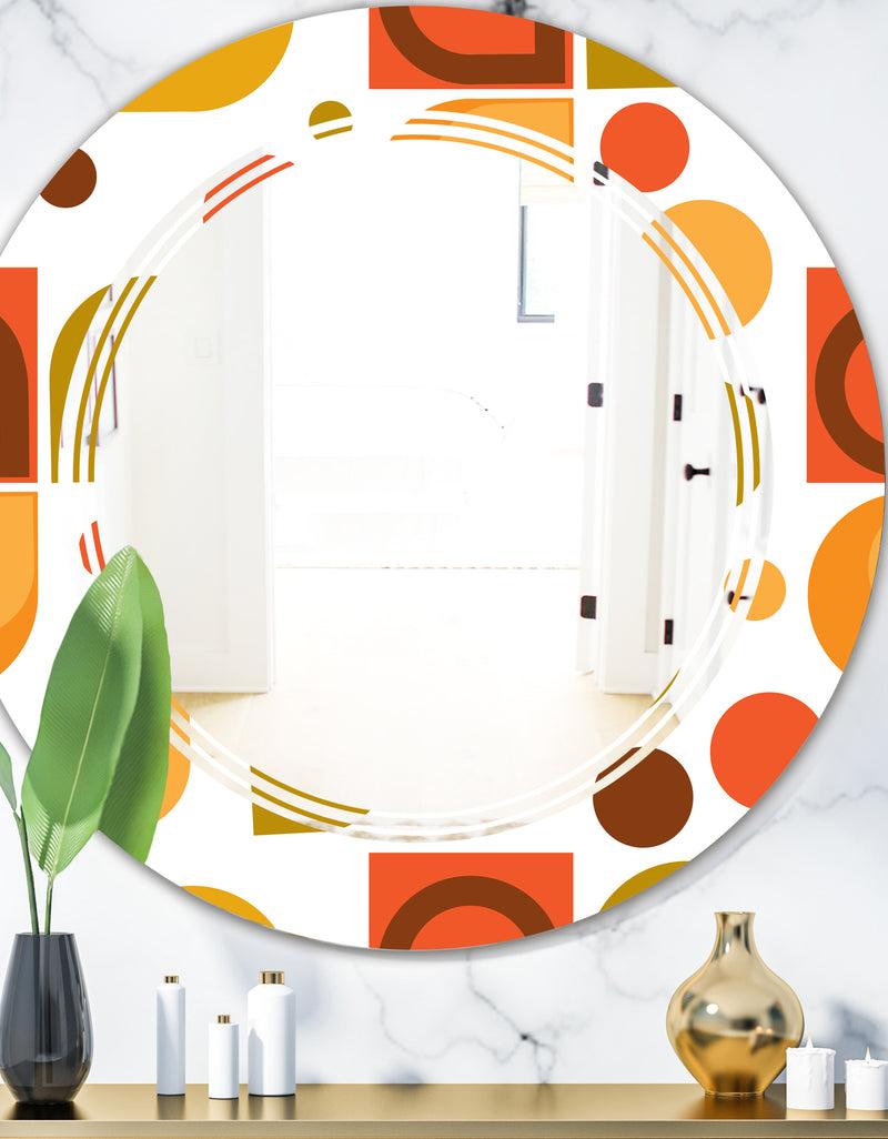 DesignQ Abstract Retro Geometric I - Modern Round or Oval Wall Mirror - Triple C