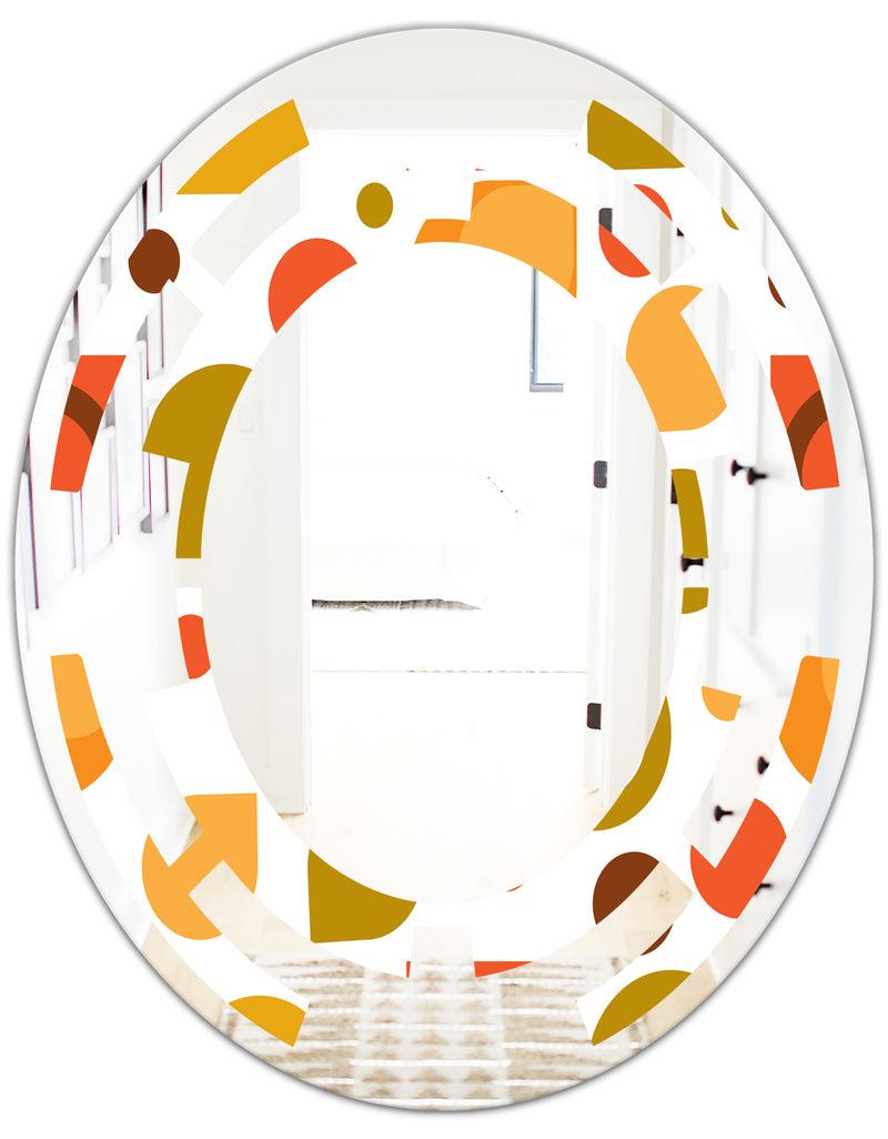 DesignQ Abstract Retro Geometric I - Modern Round Or Oval Wall Mirror - Space