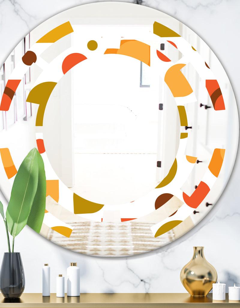 DesignQ Abstract Retro Geometric I - Modern Round or Oval Wall Mirror - Space