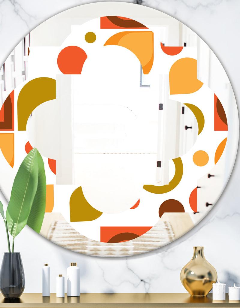 DesignQ Abstract Retro Geometric I - Modern Round or Oval Wall Mirror - Quatrefoil