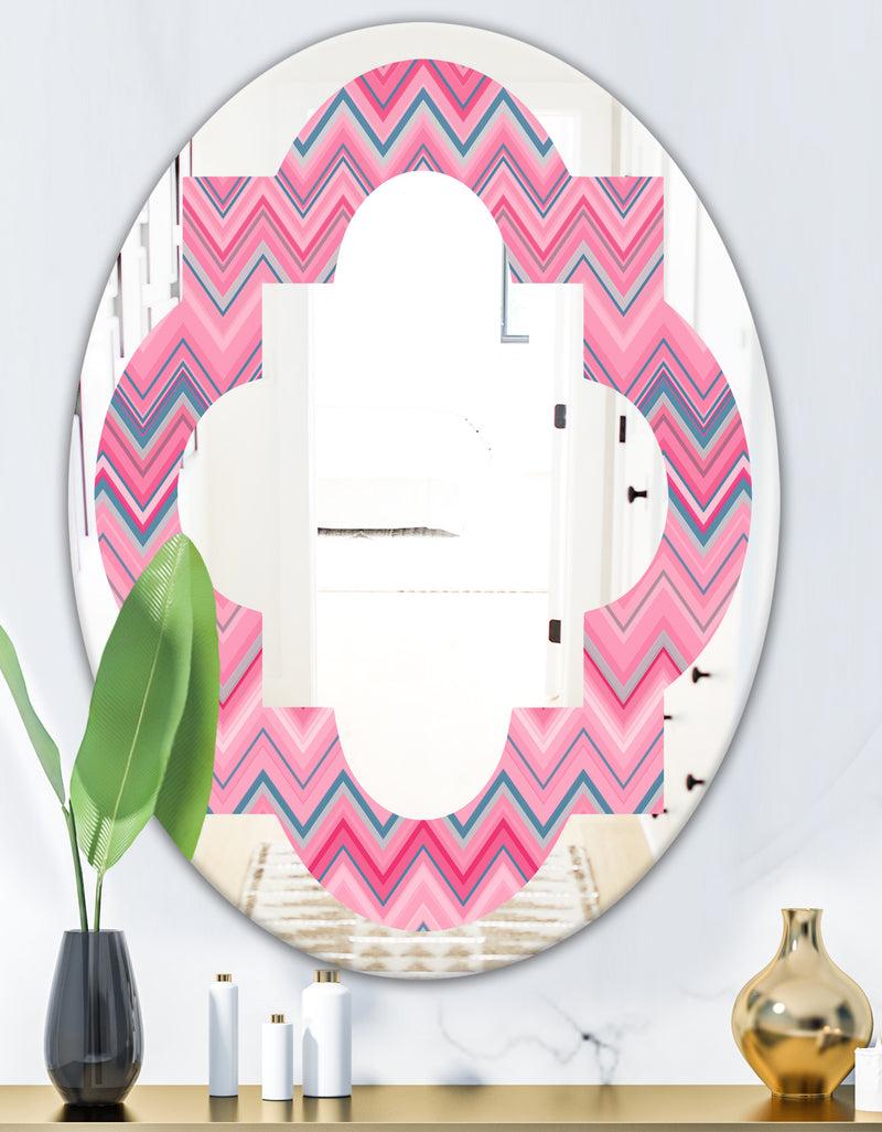 DesignQ Abstract Retro Geometric III - Modern Round Or Oval Wall Mirror - Quatrefoil