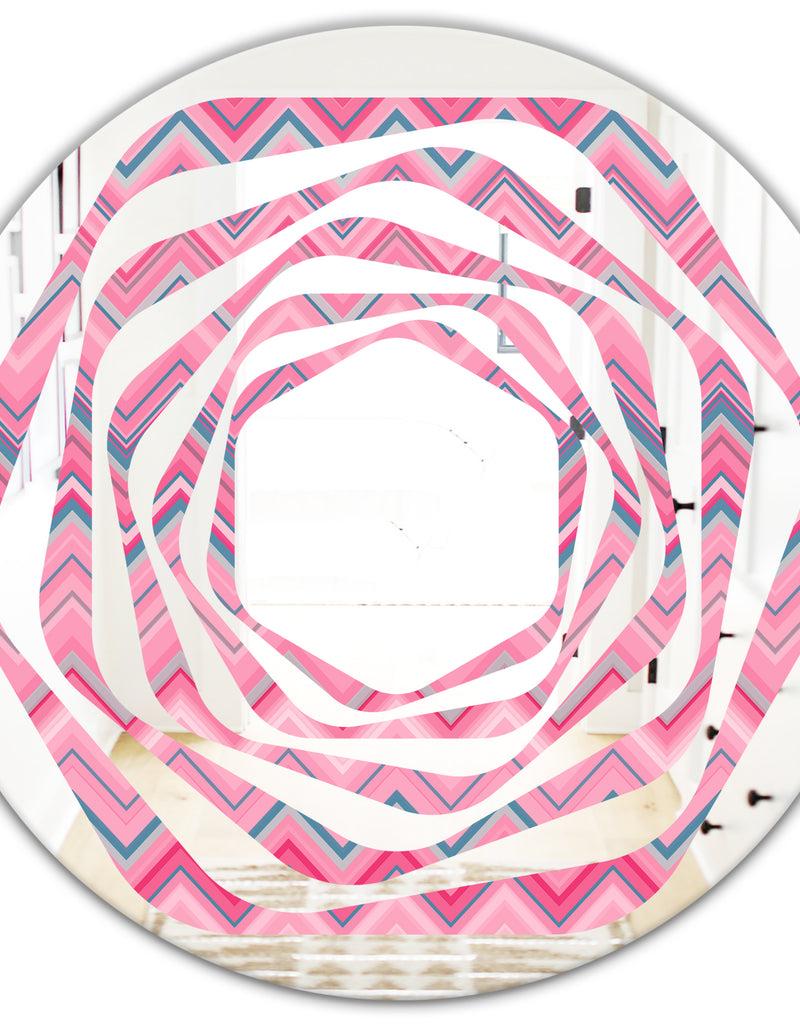 DesignQ Abstract Retro Geometric III - Modern Round Or Oval Wall Mirror - Whirl
