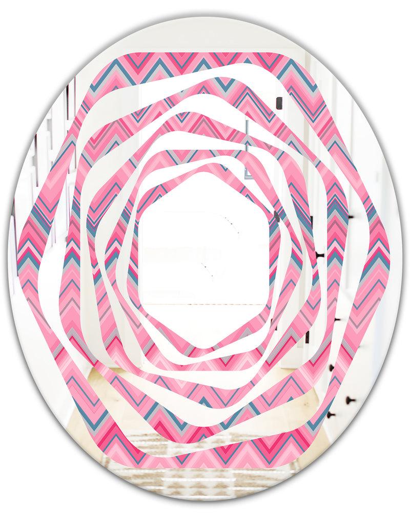 DesignQ Abstract Retro Geometric III - Modern Round Or Oval Wall Mirror - Whirl