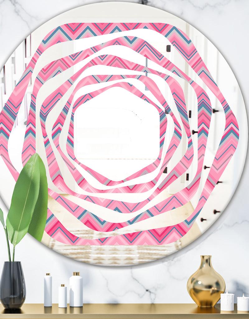 DesignQ Abstract Retro Geometric III - Modern Round or Oval Wall Mirror - Whirl