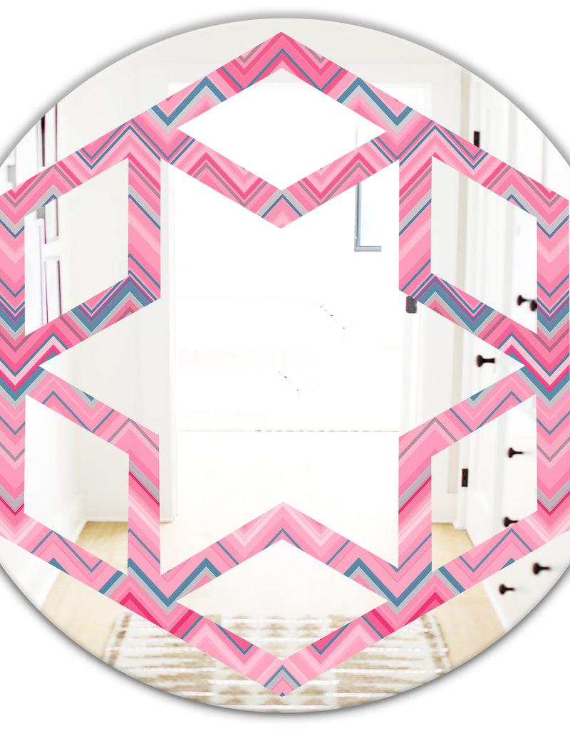 DesignQ Abstract Retro Geometric III - Modern Round Or Oval Wall Mirror - Hexagon Star