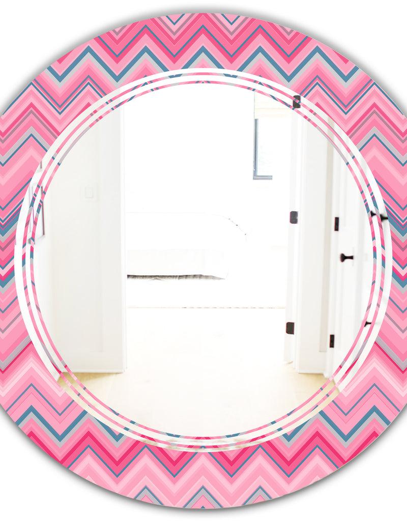 DesignQ Abstract Retro Geometric III - Modern Round Or Oval Wall Mirror - Triple C