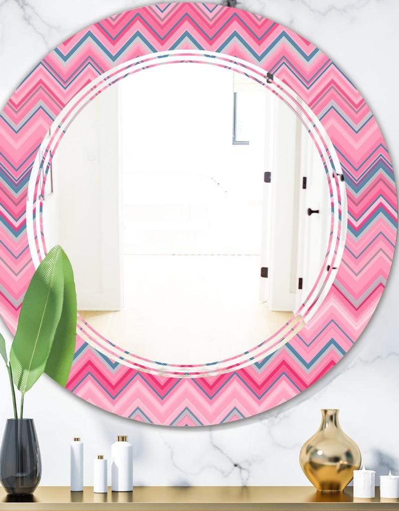 DesignQ Abstract Retro Geometric III - Modern Round or Oval Wall Mirror - Triple C