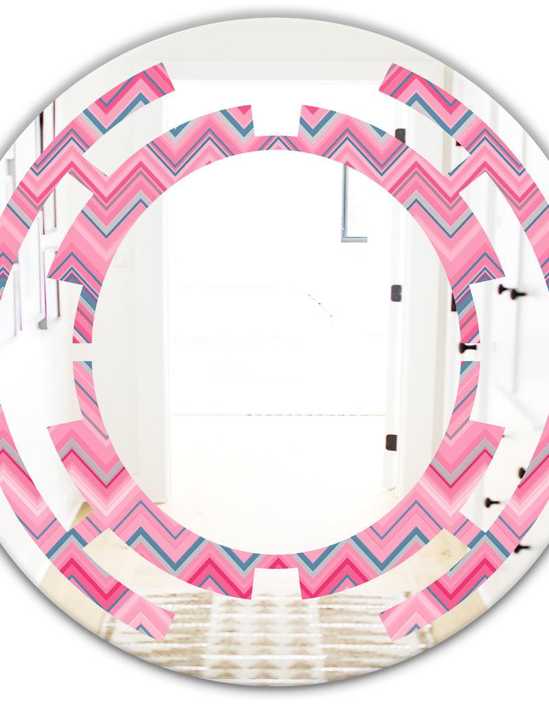 DesignQ Abstract Retro Geometric III - Modern Round Or Oval Wall Mirror - Space