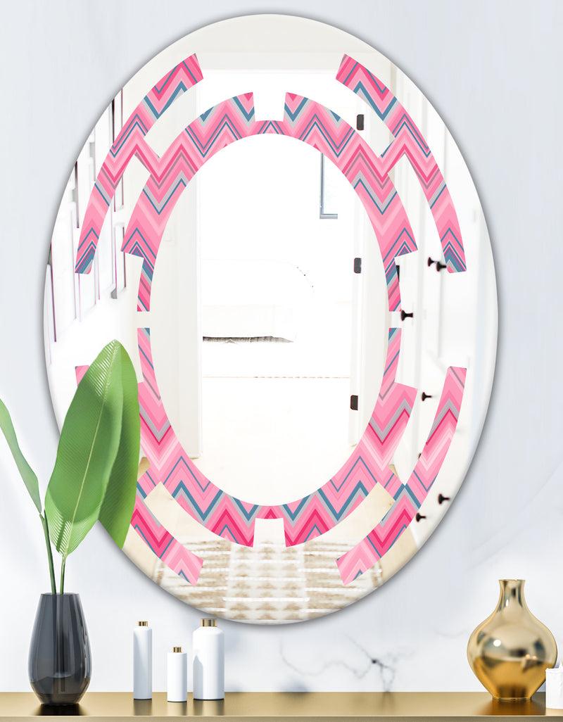 DesignQ Abstract Retro Geometric III - Modern Round Or Oval Wall Mirror - Space