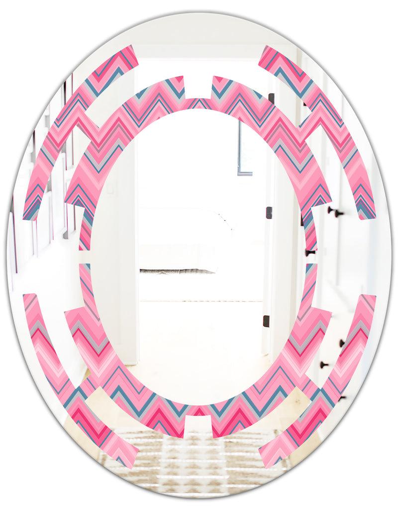 DesignQ Abstract Retro Geometric III - Modern Round Or Oval Wall Mirror - Space