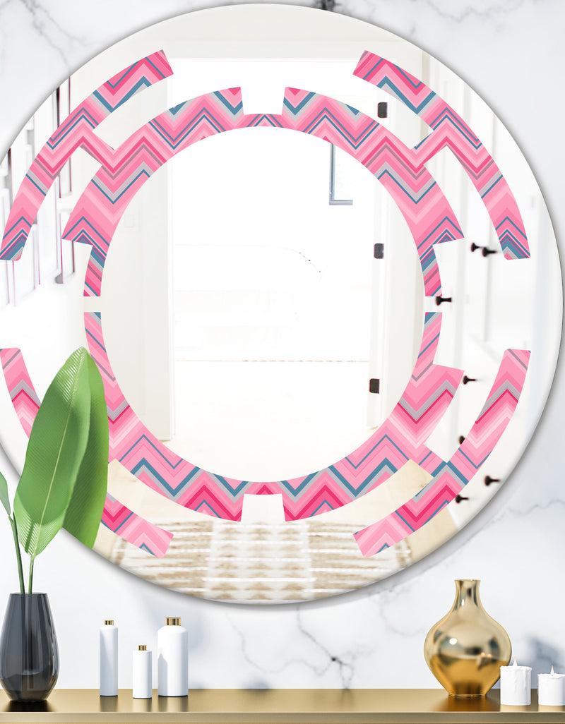 DesignQ Abstract Retro Geometric III - Modern Round or Oval Wall Mirror - Space