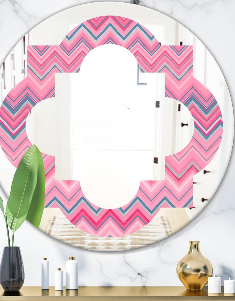 DesignQ Abstract Retro Geometric III - Modern Round or Oval Wall Mirror - Quatrefoil