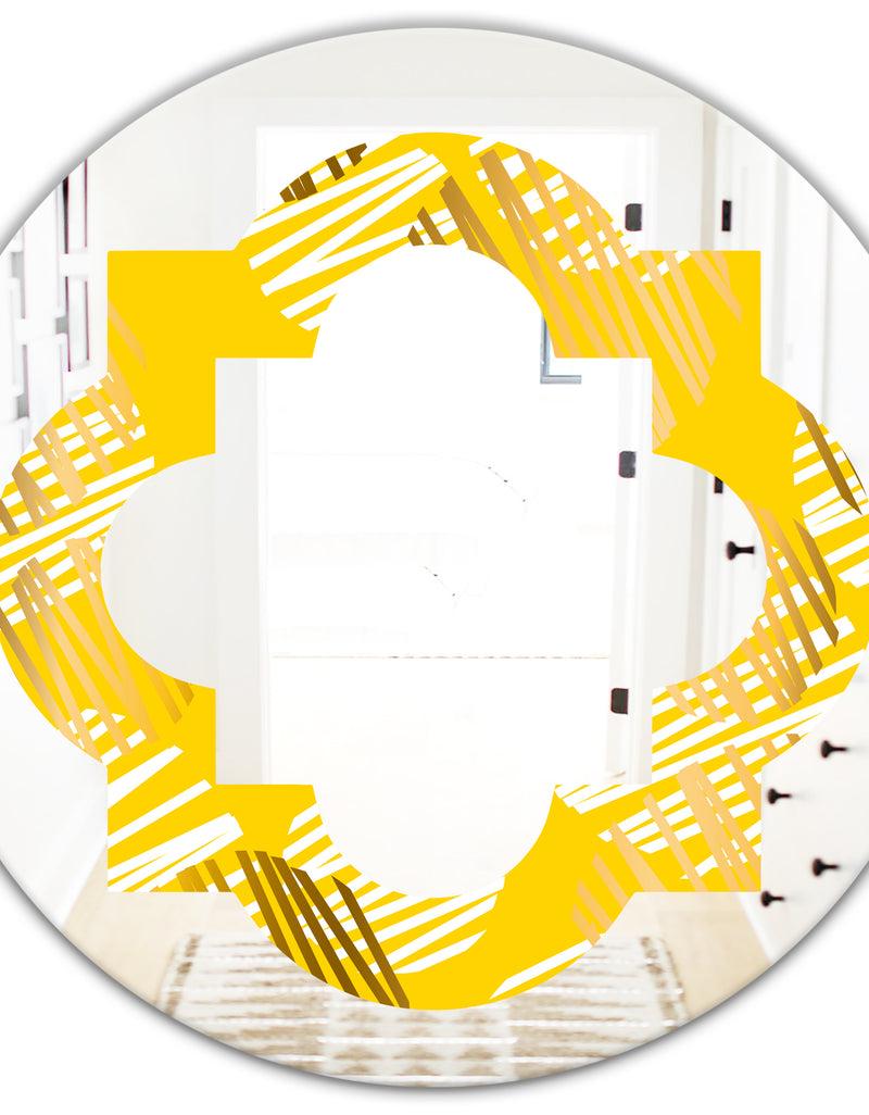 DesignQ Abstract Retro Geometric IV - Modern Round Or Oval Wall Mirror - Quatrefoil