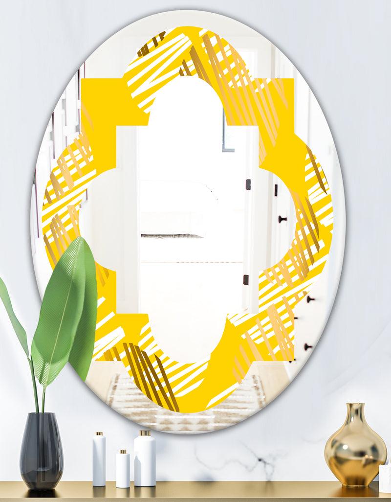 DesignQ Abstract Retro Geometric IV - Modern Round Or Oval Wall Mirror - Quatrefoil