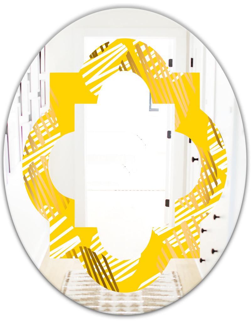 DesignQ Abstract Retro Geometric IV - Modern Round Or Oval Wall Mirror - Quatrefoil