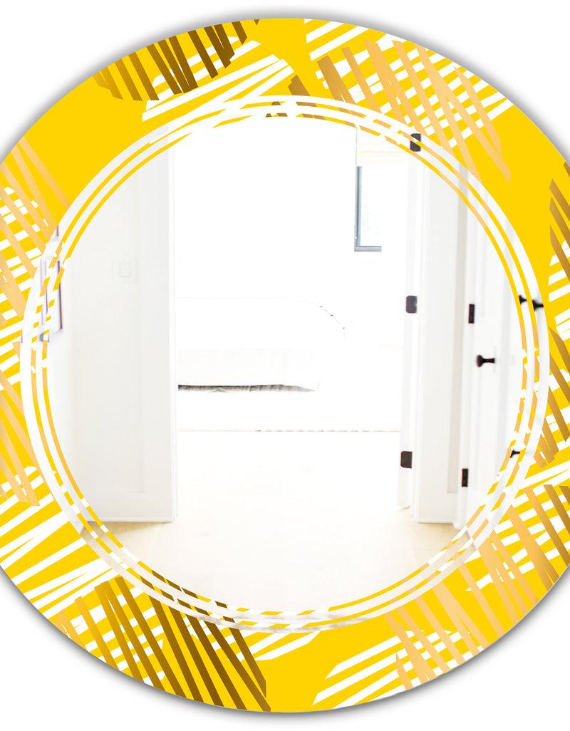 DesignQ Abstract Retro Geometric IV - Modern Round Or Oval Wall Mirror - Triple C