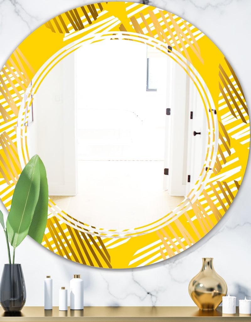 DesignQ Abstract Retro Geometric IV - Modern Round or Oval Wall Mirror - Triple C