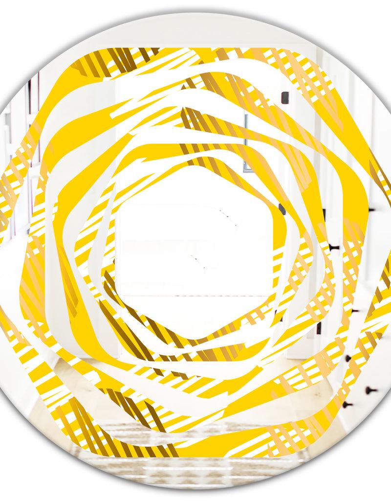 DesignQ Abstract Retro Geometric IV - Modern Round Or Oval Wall Mirror - Whirl
