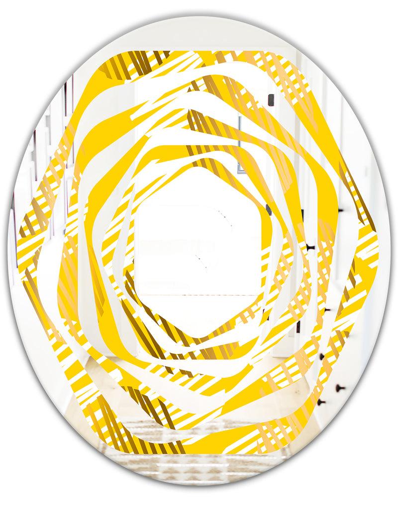 DesignQ Abstract Retro Geometric IV - Modern Round Or Oval Wall Mirror - Whirl