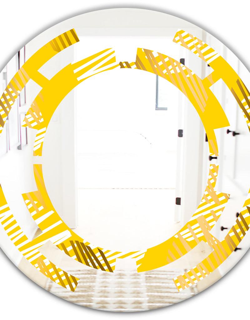 DesignQ Abstract Retro Geometric IV - Modern Round Or Oval Wall Mirror - Space