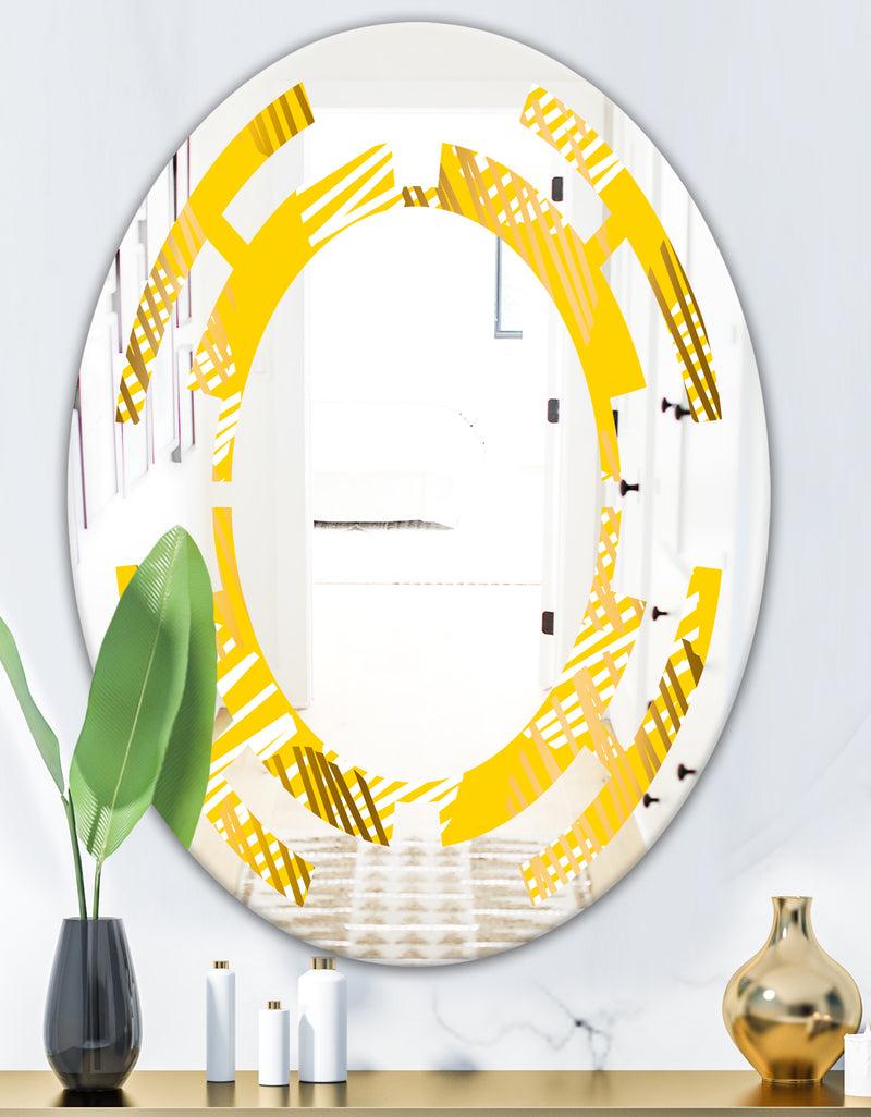 DesignQ Abstract Retro Geometric IV - Modern Round Or Oval Wall Mirror - Space