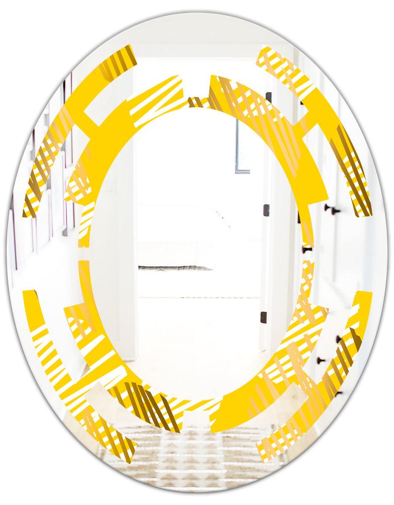DesignQ Abstract Retro Geometric IV - Modern Round Or Oval Wall Mirror - Space