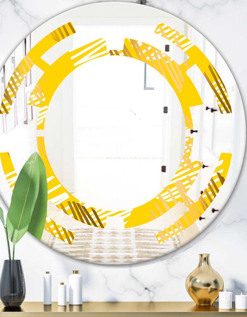 DesignQ Abstract Retro Geometric IV - Modern Round or Oval Wall Mirror - Space