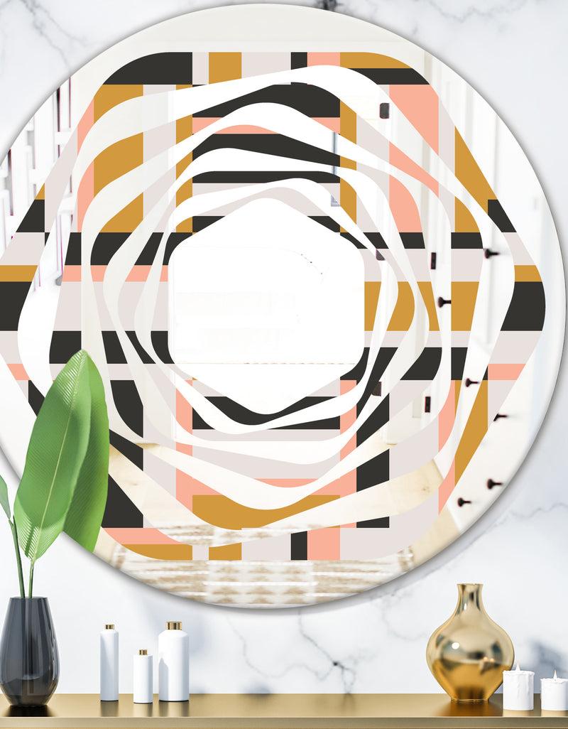 DesignQ Abstract Retro Geometric IX - Modern Round or Oval Wall Mirror - Whirl