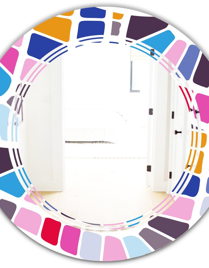 DesignQ Abstract Retro Geometric Pattern I - Modern Round Or Oval Wall Mirror - Triple C
