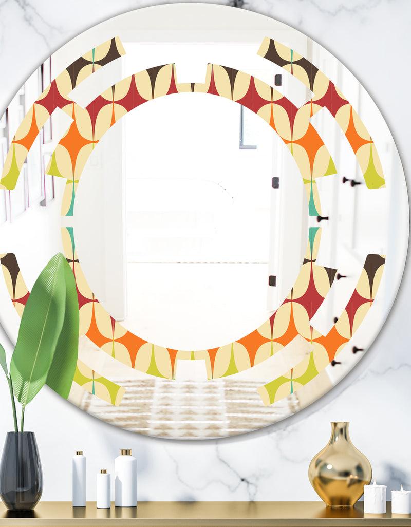 DesignQ Abstract Retro Geometric Pattern V - Modern Round or Oval Wall Mirror - Space