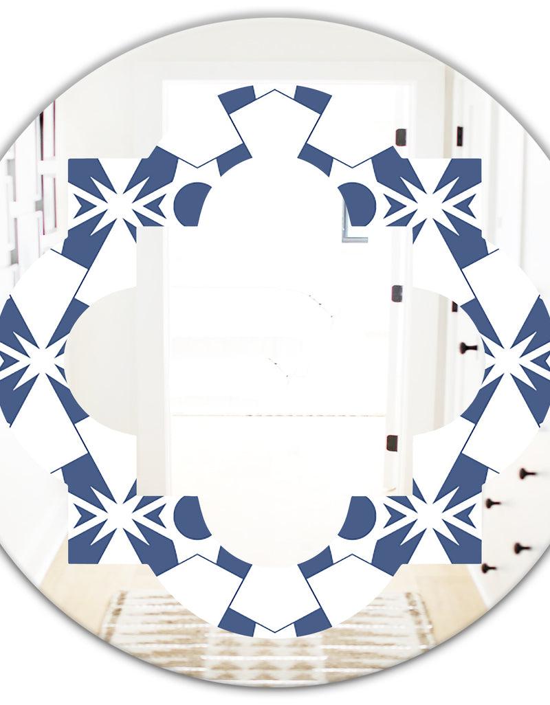 DesignQ Abstract Retro Geometrical Design I - Modern Round Or Oval Wall Mirror - Quatrefoil