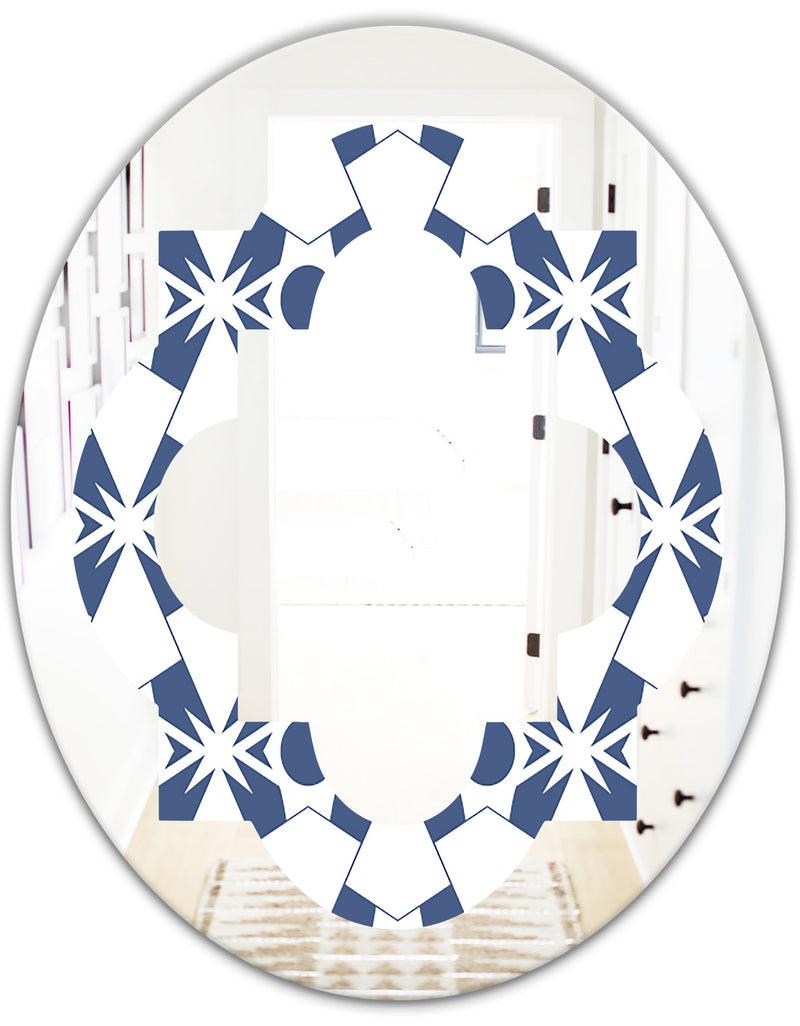 DesignQ Abstract Retro Geometrical Design I - Modern Round Or Oval Wall Mirror - Quatrefoil