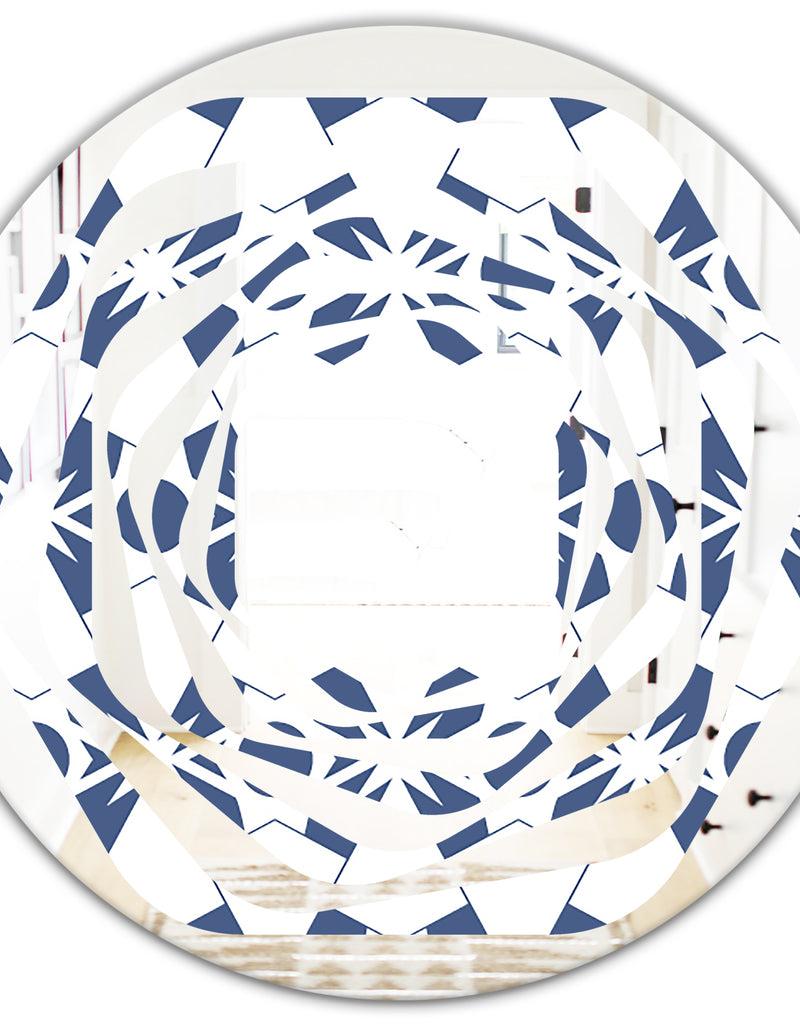 DesignQ Abstract Retro Geometrical Design I - Modern Round Or Oval Wall Mirror - Whirl