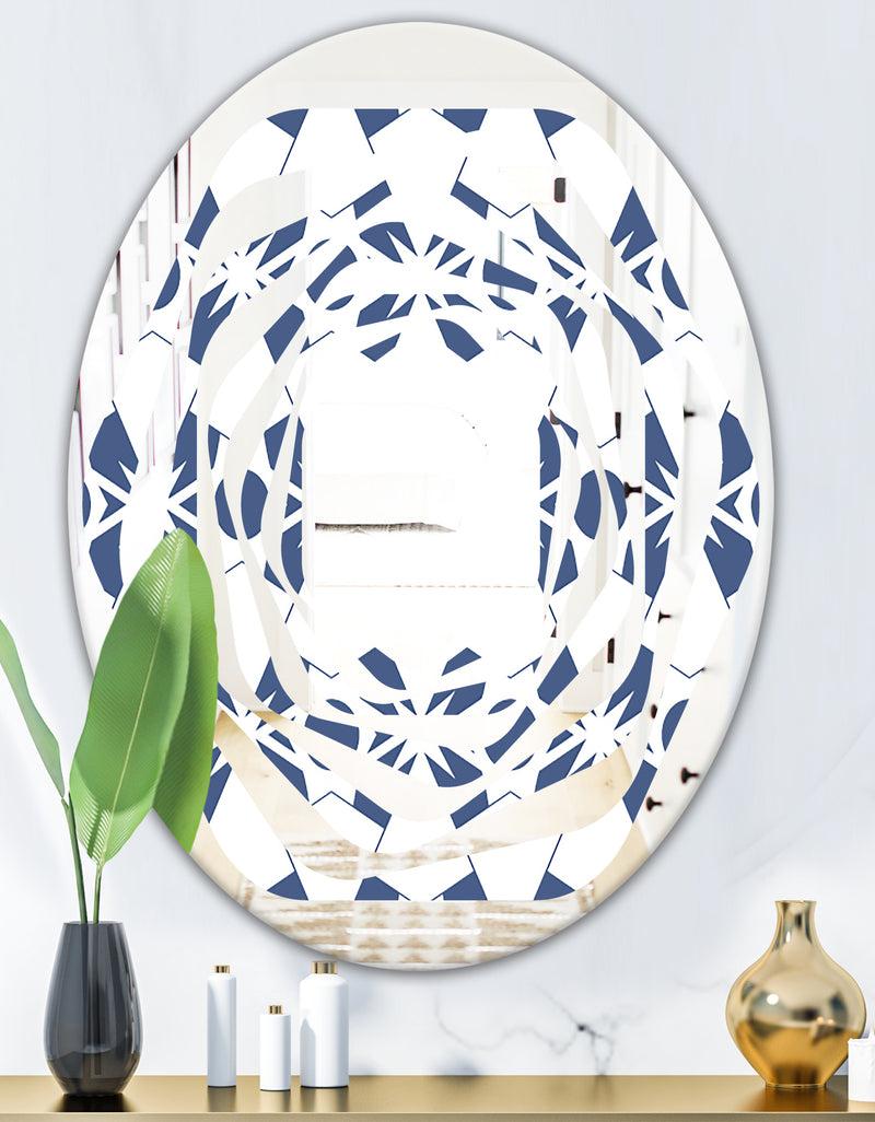 DesignQ Abstract Retro Geometrical Design I - Modern Round Or Oval Wall Mirror - Whirl