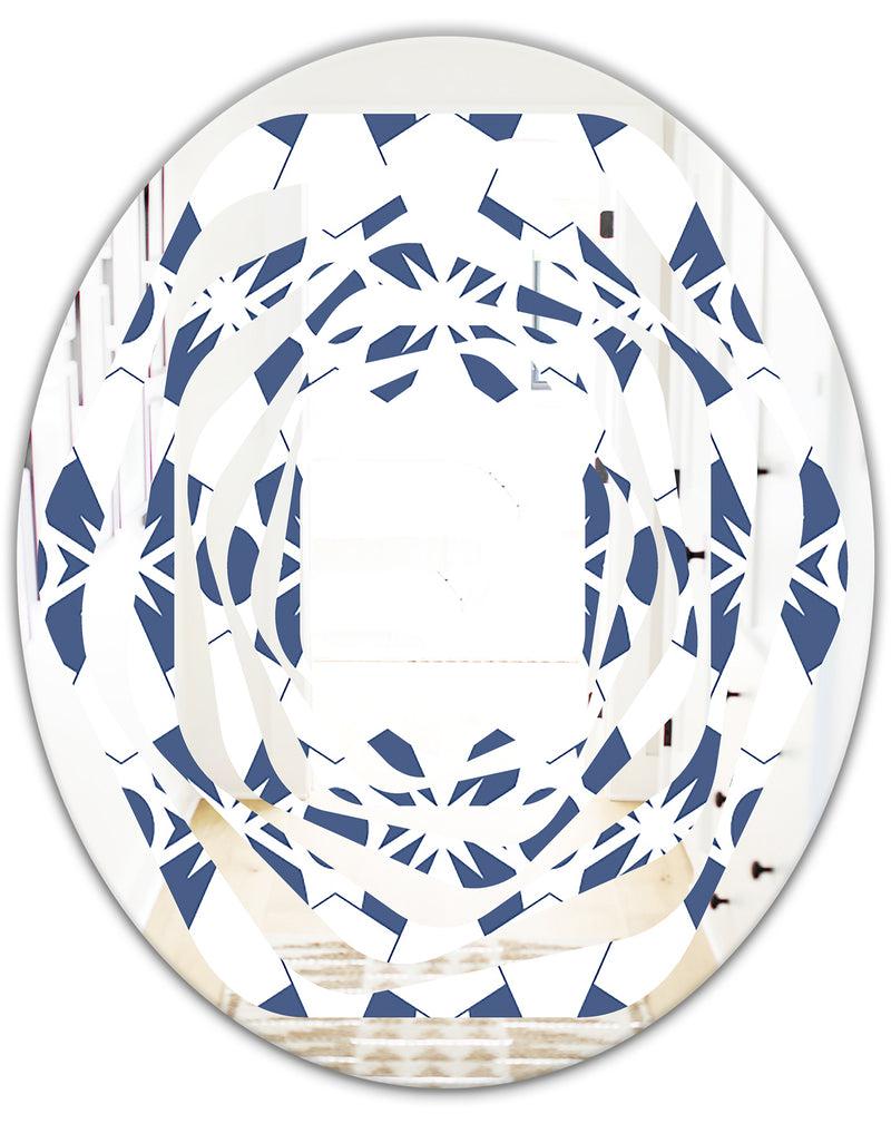 DesignQ Abstract Retro Geometrical Design I - Modern Round Or Oval Wall Mirror - Whirl