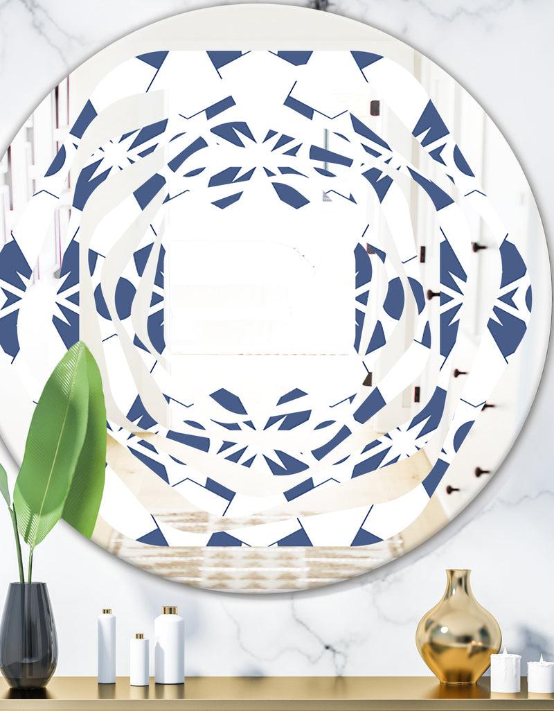 DesignQ Abstract Retro Geometrical Design I - Modern Round or Oval Wall Mirror - Whirl