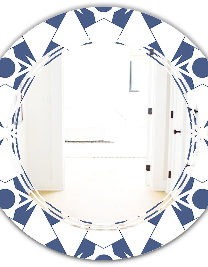 DesignQ Abstract Retro Geometrical Design I - Modern Round Or Oval Wall Mirror - Triple C