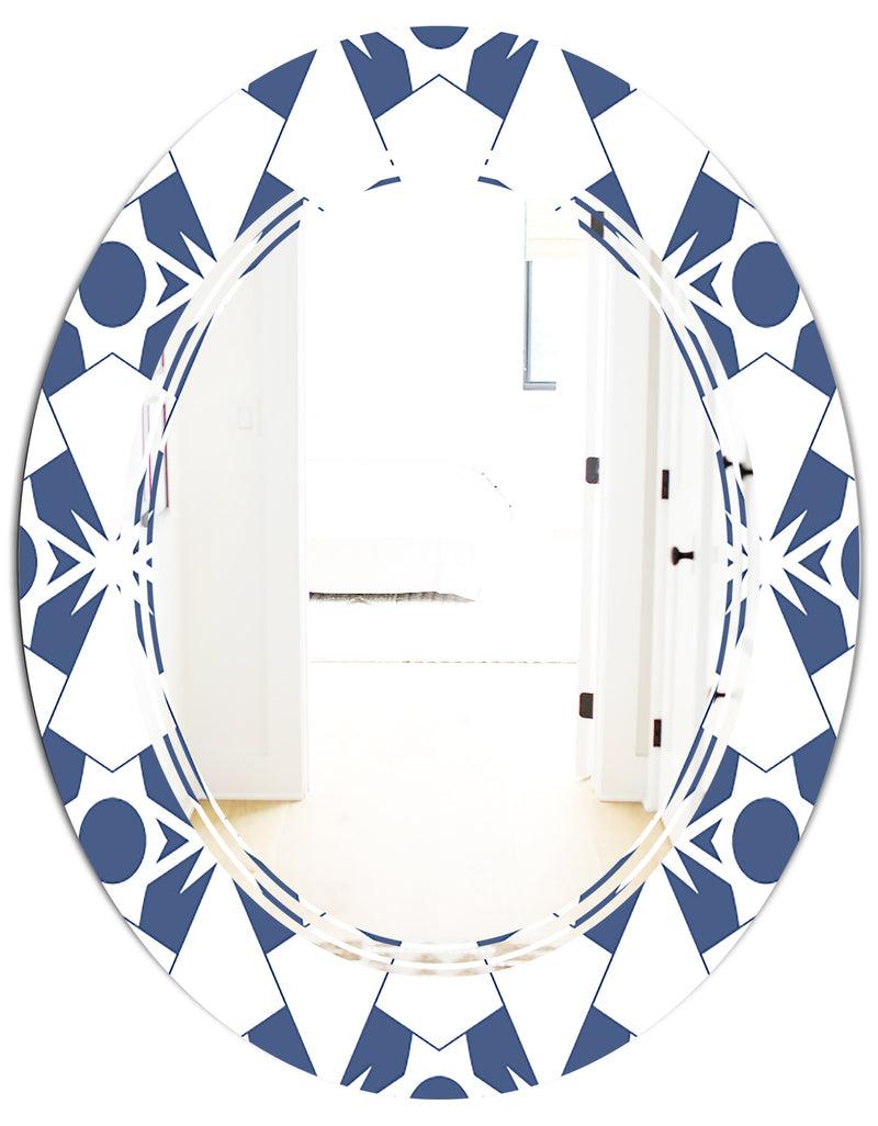 DesignQ Abstract Retro Geometrical Design I - Modern Round Or Oval Wall Mirror - Triple C