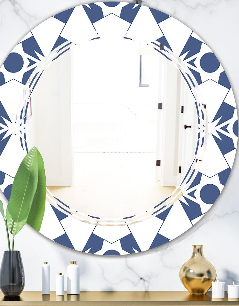 DesignQ Abstract Retro Geometrical Design I - Modern Round or Oval Wall Mirror - Triple C