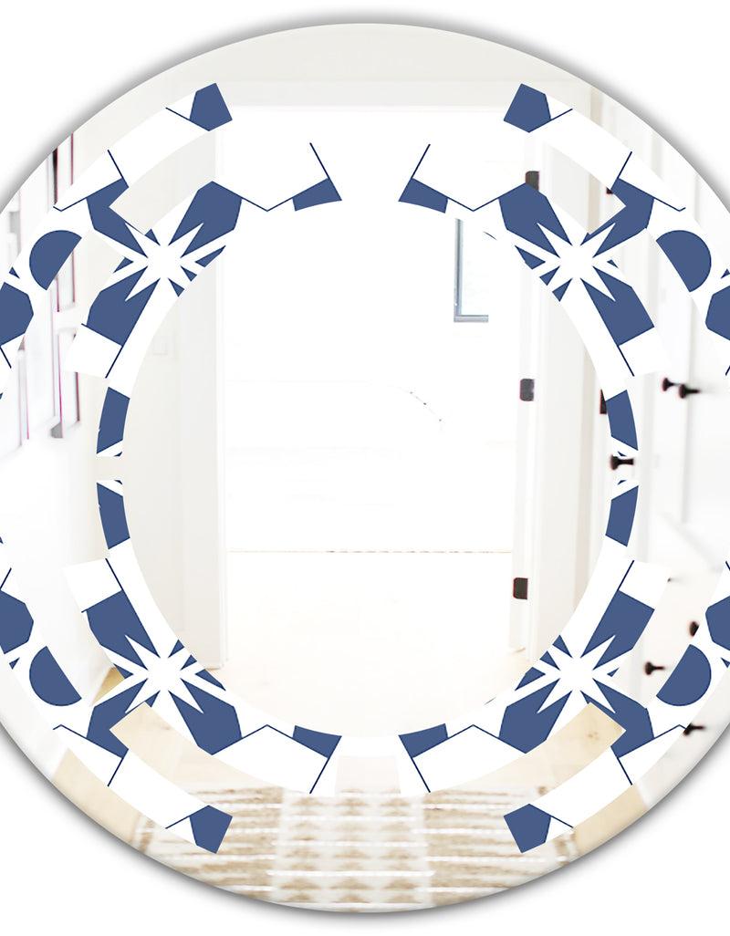 DesignQ Abstract Retro Geometrical Design I - Modern Round Or Oval Wall Mirror - Space