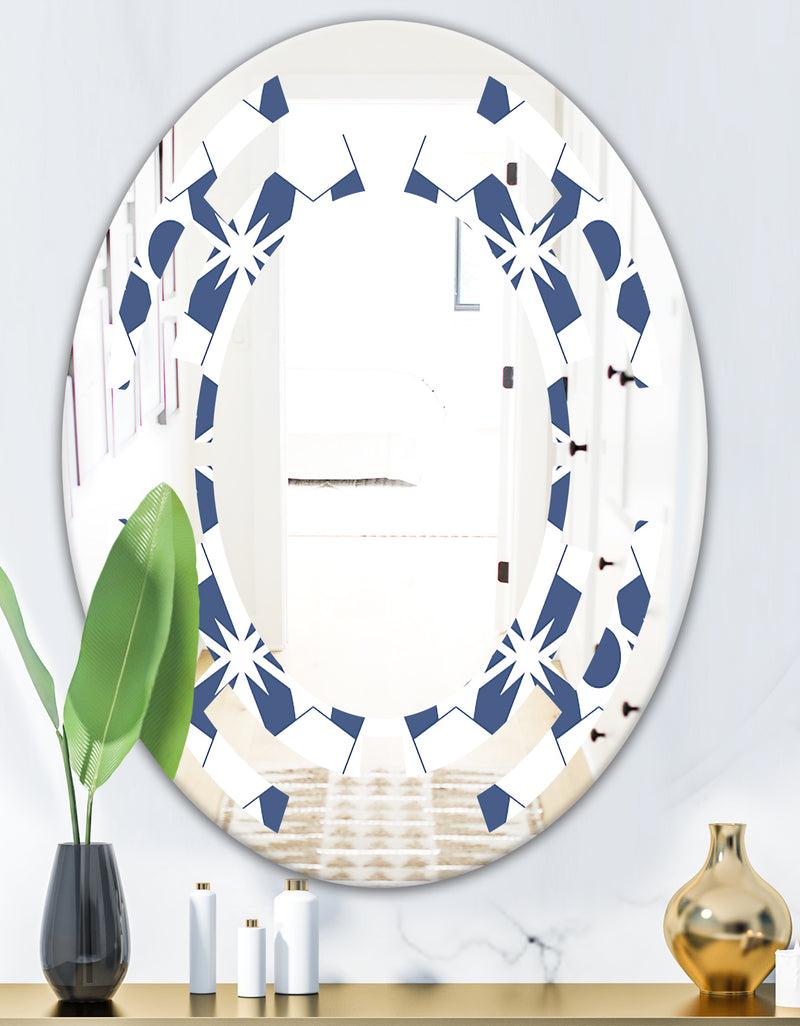 DesignQ Abstract Retro Geometrical Design I - Modern Round Or Oval Wall Mirror - Space