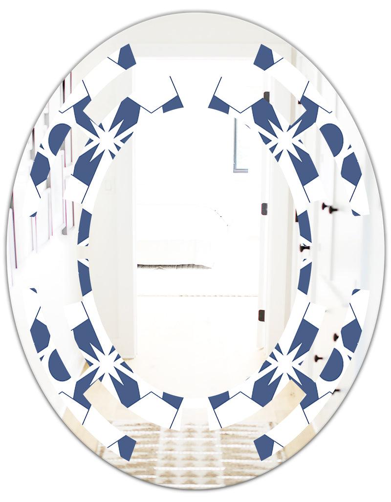 DesignQ Abstract Retro Geometrical Design I - Modern Round Or Oval Wall Mirror - Space