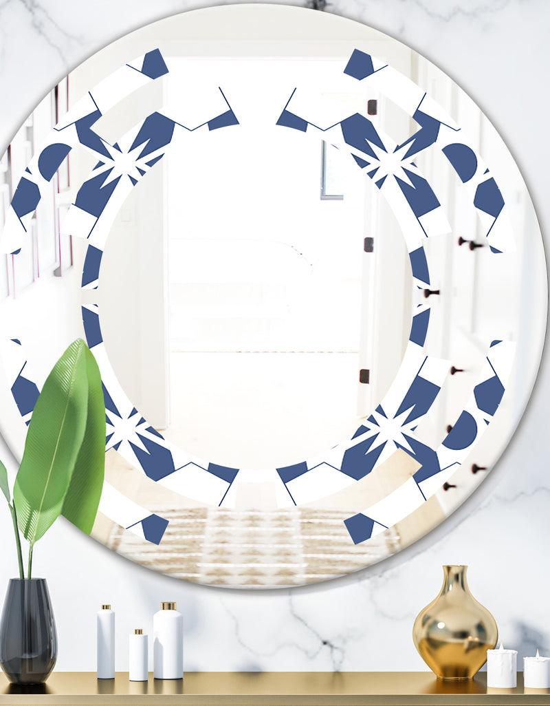 DesignQ Abstract Retro Geometrical Design I - Modern Round or Oval Wall Mirror - Space